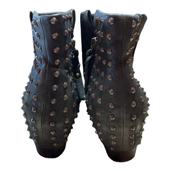 Gentle Souls Brown Black Leather Studded Heel Booties Women's Size 8.5 - Picture 4 of 9